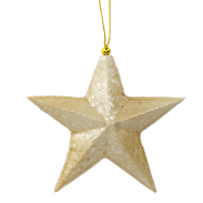 Weihnachtsanhänger aus Capiz - Stern, Beige mit Gold