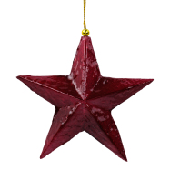 Weihnachtsanhänger aus Capiz - Stern, Rot mit Gold