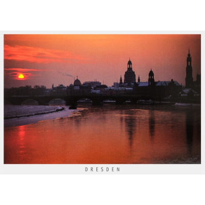 Postkarte Dresden - Winterliche Altstadt bei Sonnenaufgang