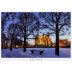 Postkarte Dresden - Wallpavillon des Zwingers im Schnee, im Hintergrund die Semperoper