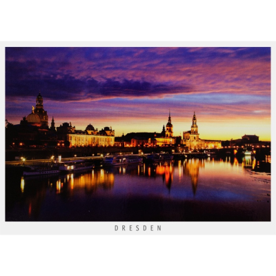 Postkarte Dresden - Altstadtpanorama bei Sonnenuntergang