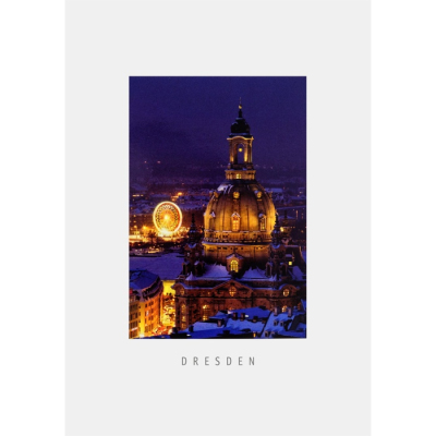 Postkarte Dresden - Winterlicher Blick von Rathausturm auf die Frauenkirche
