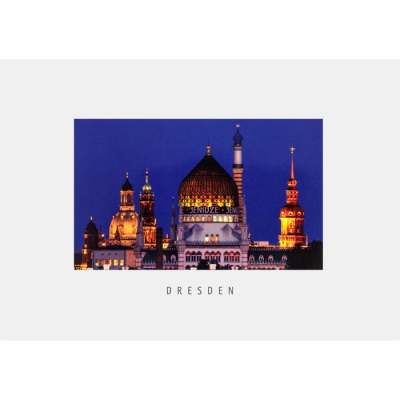 Postkarte Dresden - Türme der Stadt zur blauen Stunde