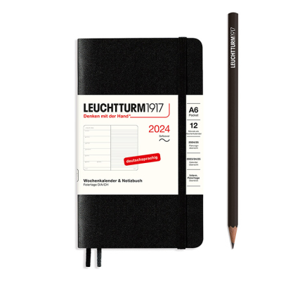 LEUCHTTURM Wochenkalender-Notizbuch 2024 Pocket Schwarz