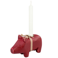 Kerzenhalter Weihnachtsschwein - weinrot