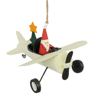 Anhänger Weihnachtsmann im Flugzeug mit Baum
