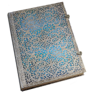 PAPERBLANKS Notizbuch Silberfiligran-Kollektion Maya Blau, grande unliniert
