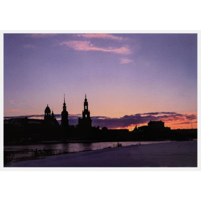 Postkarte Dresden - Nächtliche Altstadt im Winter