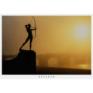 Postkarte Dresden - Bogenschütze mit Albertbrücke