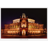 Postkarte Dresden - Semperoper am Abend