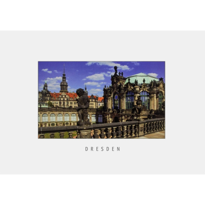 Postkarte Dresden - Innenhof des Zwingers mit Residenzschloss