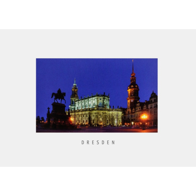Postkarte Dresden - Theaterplatz mit Reiterdenkmal König Johanns