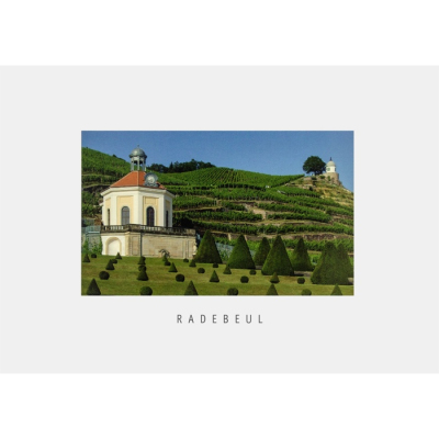 Postkarte Radebeul - Schloss Wackerbarth, Belvedere und Jakobstein