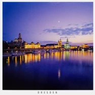 Postkarte Dresden - Beleuchtete Altstadt bei Nacht