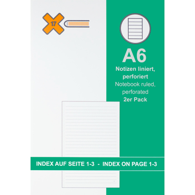 X17 Notizeinlage liniert, Format DIN A6 - 2er Pack